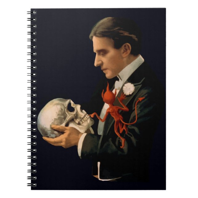 Vintage Magician, Thurston Holding a Human Skull Notebook (Front)
