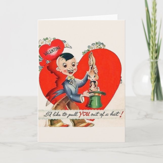 Vintage Magician Valentine's Day Card (Front)