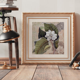 Vintage Magnolia Blossom Shabby Elegance Poster