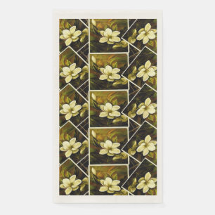 Vintage Magnolia Botanical Framed Painting Mashup  Napkin