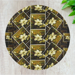 Vintage Magnolia Botanical Framed Painting Mashup  Paper Plate