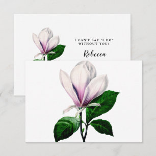 vintage magnolia floral be my bridesmaid card