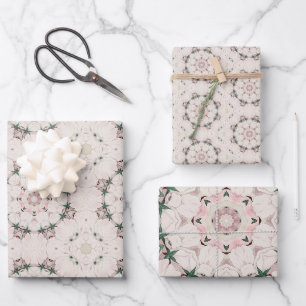 Vintage Magnolia Floral Ephemera Pattern Wrapping Paper Sheet