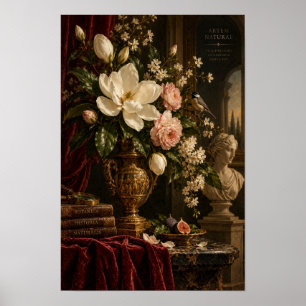 Vintage Magnolia Floral Still Life Wall Art