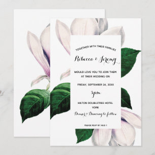 vintage magnolia floral wedding invitation
