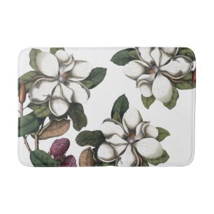 Vintage Magnolia Flower Blossoms Bathmat