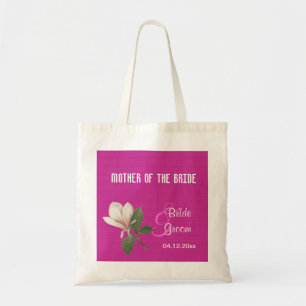 Vintage magnolia flower pink wedding tote bag. bag