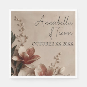 Vintage Magnolia Romantic Floral Custom Name Napkin