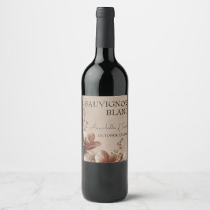 Vintage Magnolia Romantic Floral Custom Name Wine Label