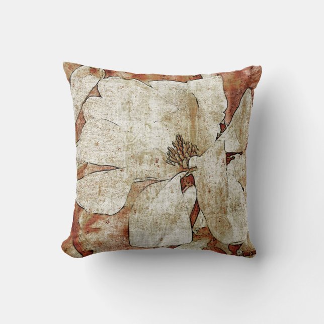 Vintage magnolia toss pillow (Front)
