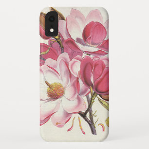 Vintage Magnolia Tree Blossom, Pink Garden Flowers iPhone XR Case