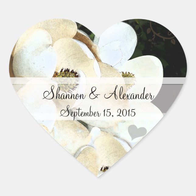 Vintage Magnolia Wedding Stickers (Front)