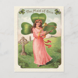 Vintage Maid of Erin St Patrick's Day Card