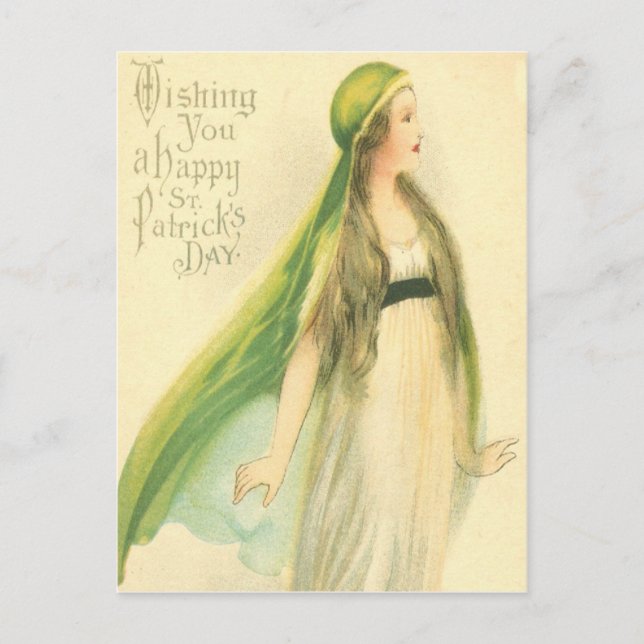Vintage Maiden St Patrick's Day Card (Front)