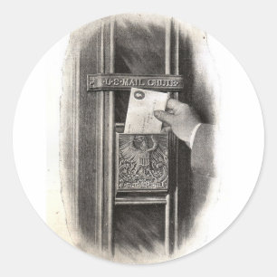 Vintage Mail Box Classic Round Sticker