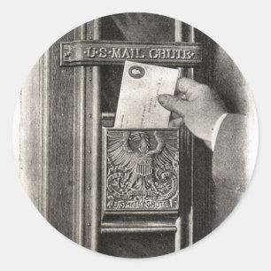 Vintage Mail Box Classic Round Sticker