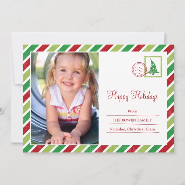 Vintage Mail Holiday Photo Cards (Front)