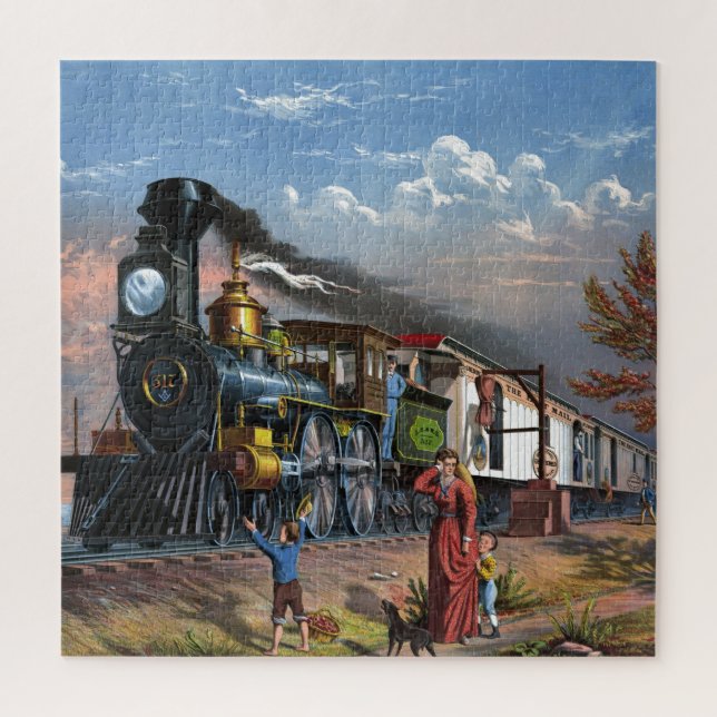 Vintage Mail Train Travel Illustration Art Jigsaw Puzzle (Vertical)