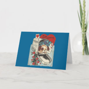 Vintage Mailbox Doggy Valentine Holiday Card