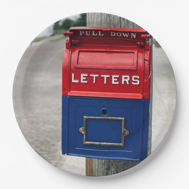 Vintage Mailbox Paper Plate (Front)