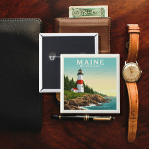 Vintage Maine 15 Cm Square Badge