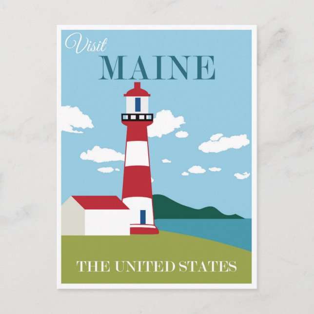 Vintage Maine Coast Lighthouse Travel  Postcard (Front)
