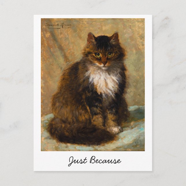 Vintage Maine Coon Cat Art Just Because            Postcard (Front)