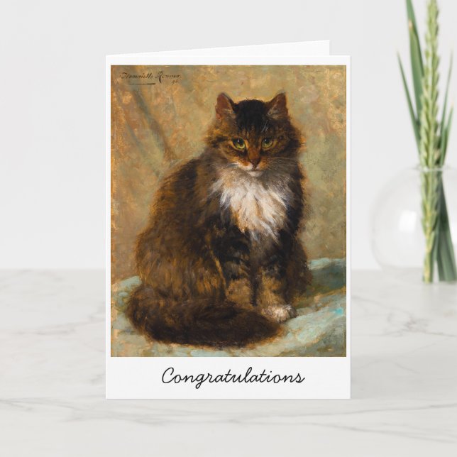 Vintage Maine Coon Cat Congratulations          Card (Front)