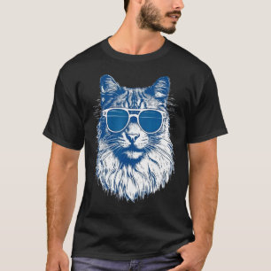 Vintage Maine Coon Cat Lover Sunglasses Mum Dad Pr T-Shirt