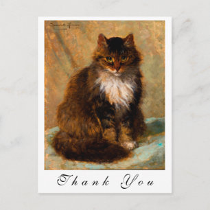 Vintage Maine Coon Cat Painted Portrait Thank You Postcard