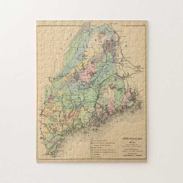 Vintage Maine Geology Map (1894) Jigsaw Puzzle (Vertical)