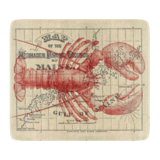 Vintage Maine Map with Lobster Cutting Board
