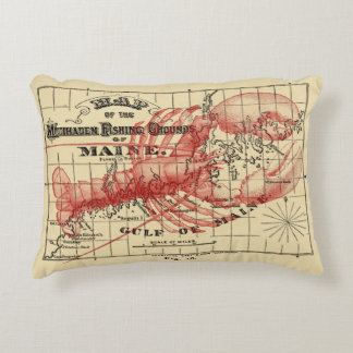 Vintage Maine Map with Red Lobster Pillow