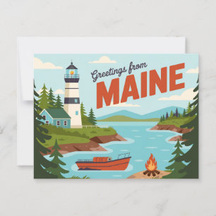 Vintage Maine Postcard   Greetings from Maine