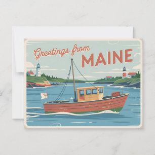 Vintage Maine Postcard   Greetings from Maine