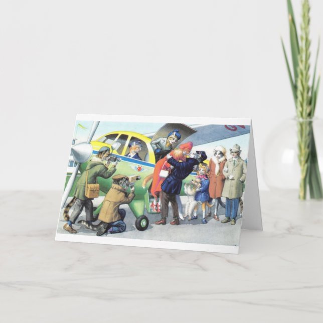 Vintage Mainzer Cats - Airport Arrival Kiss, Card (Front)