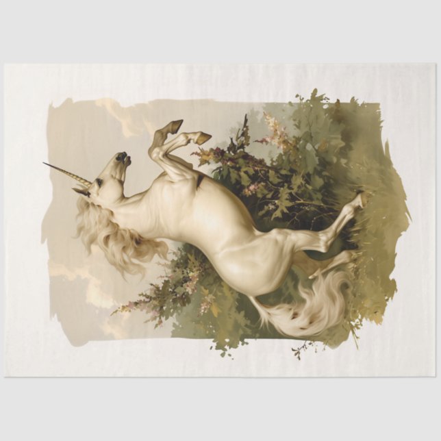 Vintage Majestic Unicorn Tissue Paper (Front)