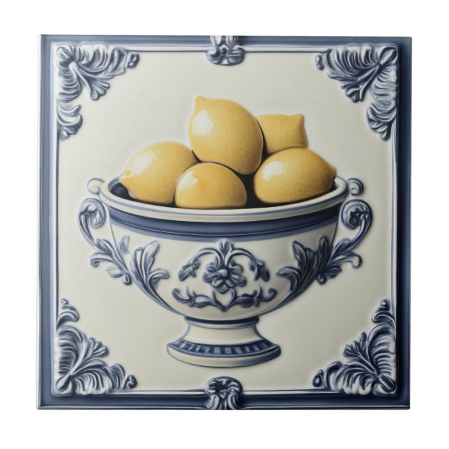 Vintage Majolica Lemon Tiles (Front)