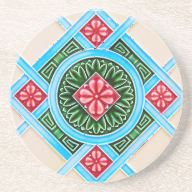 Vintage Majolica Tile Coaster (Front)
