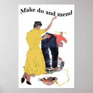 Vintage Make Do and Mend Poster Print