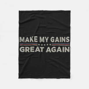 Vintage Make My Gains Great Again Funny Gym Exerci Fleece Blanket