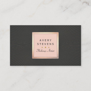 Vintage Makeup Artist Pink and Black Gold Sunburst Business Card
