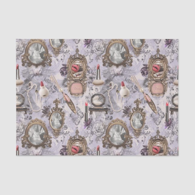 Vintage Makeup Cabinet Decoupage Tissue Paper (Front)