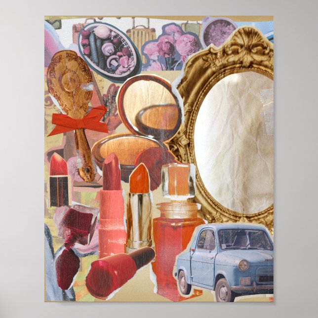 Vintage Makeup Collage Poster (Front)