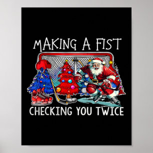 Vintage Making A Fist Checking You Twice Christmas Poster
