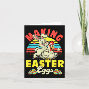 Vintage Making Easter Eggs Joke Couple Bunny Card