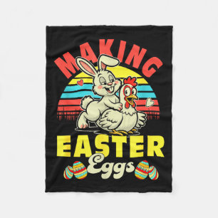 Vintage Making Easter Eggs Joke Couple Bunny Fleece Blanket