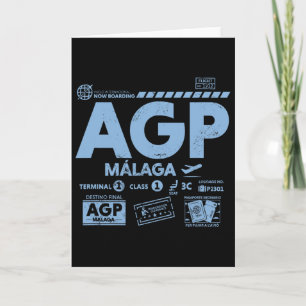 Vintage Malaga Agp Airport Code Travel Day Retro T Card