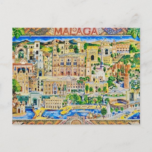 Vintage Malaga Spain Postcard (Front)