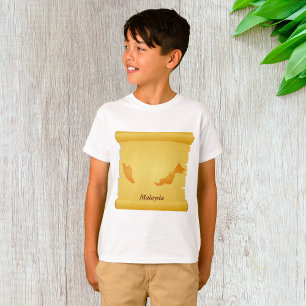 Vintage Malaysia Map Scroll Old World Travel T-Shirt